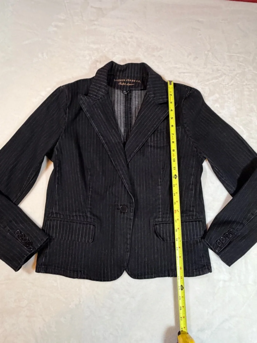 Lauren Jeans Co. Ralph Lauren Black Pinstripe Denim Jacket - 1 of 2 Piece Set - Picture 10 of 13